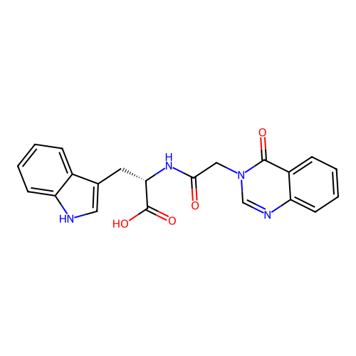 (S)-3-(1H-indol-3-yl)-2-(2-(4-oxoquinazolin-3(4H)-yl)acetamido)propanoic acid structure