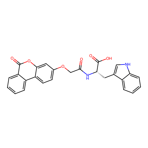 N-{[(6-oxo-6H-benzo[c]chromen-3-yl)oxy]acetyl}-L-tryptophan structure
