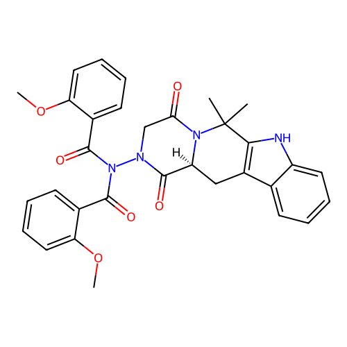 (S)-N-(6,6-dimethyl-1,4-dioxo-3,4,12,12a-tetrahydropyrazino[1',2':1,6]pyrido[3,4-b]indol-2(1H,6H,7H)-yl)-2-methoxy-N-(2-methoxybenzoyl)benzamide structure