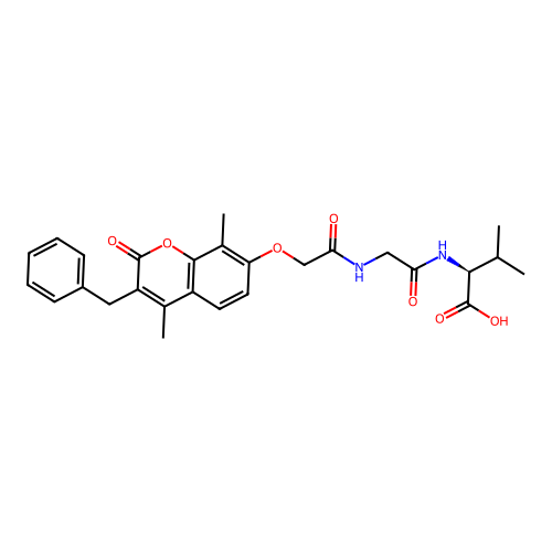 (S)-2-(2-(2-((3-benzyl-4,8-dimethyl-2-oxo-2H-chromen-7-yl)oxy)acetamido)acetamido)-3-methylbutanoic acid structure
