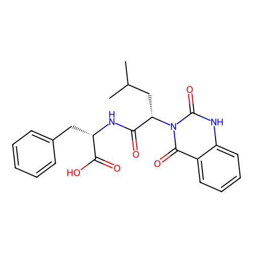 (S)-2-((S)-2-(2,4-dioxo-1,2-dihydroquinazolin-3(4H)-yl)-4-methylpentanamido)-3-phenylpropanoic acid structure