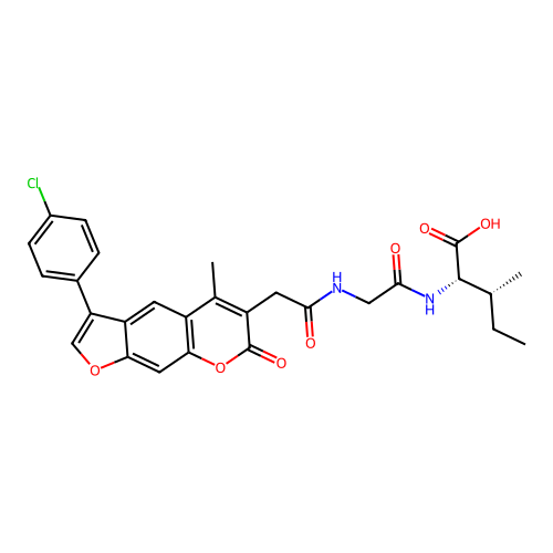 (2S,3R)-2-(2-(2-(3-(4-chlorophenyl)-5-methyl-7-oxo-7H-furo[3,2-g]chromen-6-yl)acetamido)acetamido)-3-methylpentanoic acid structure