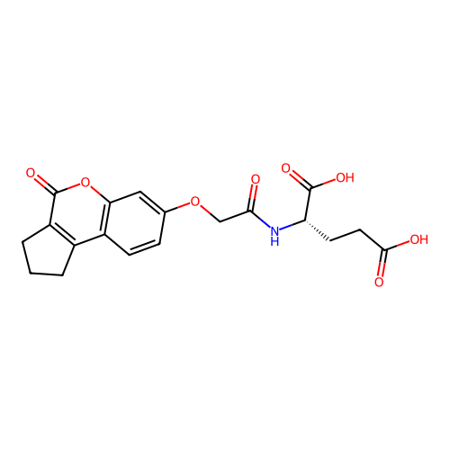 N-{[(4-oxo-1,2,3,4-tetrahydrocyclopenta[c]chromen-7-yl)oxy]acetyl}-L-glutamic acid structure