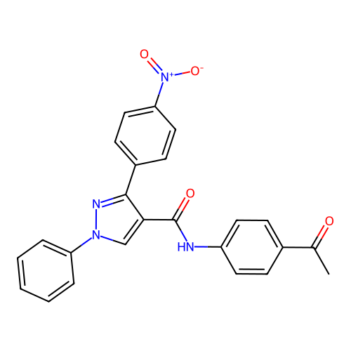 N-(4-acetylphenyl)-3-(4-nitrophenyl)-1-phenyl-1H-pyrazole-4-carboxamide structure