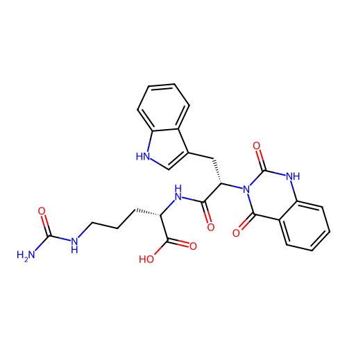 (S)-2-((S)-2-(2,4-dioxo-1,2-dihydroquinazolin-3(4H)-yl)-3-(1H-indol-3-yl)propanamido)-5-ureidopentanoic acid structure
