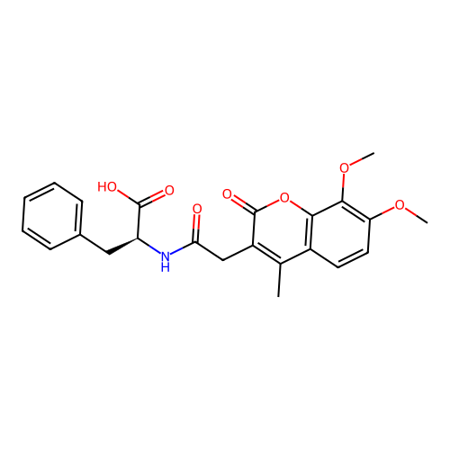 N-[(7,8-dimethoxy-4-methyl-2-oxo-2H-chromen-3-yl)acetyl]-L-phenylalanine structure