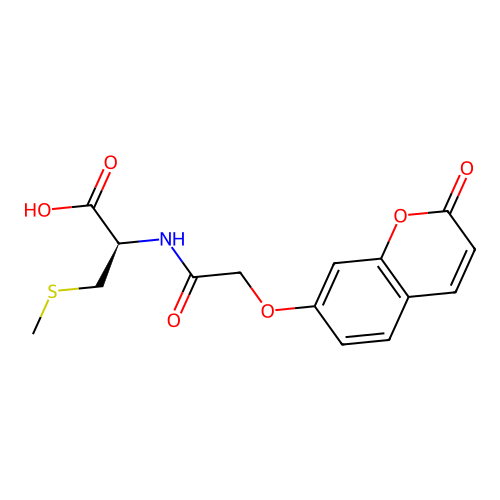 (R)-3-(methylthio)-2-(2-((2-oxo-2H-chromen-7-yl)oxy)acetamido)propanoic acid structure