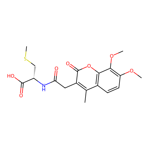 (R)-2-(2-(7,8-dimethoxy-4-methyl-2-oxo-2H-chromen-3-yl)acetamido)-3-(methylthio)propanoic acid structure