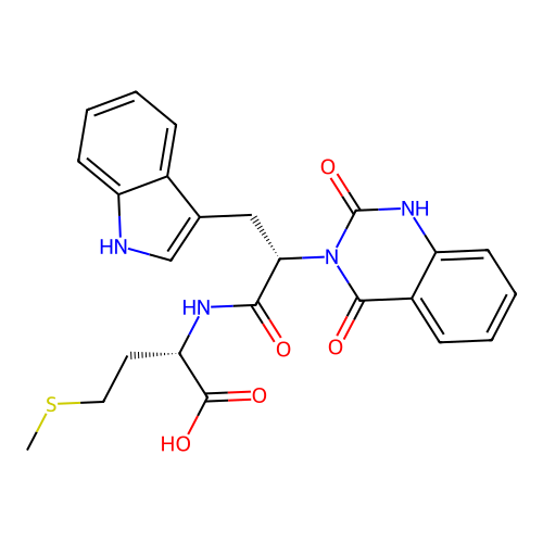(S)-2-((S)-2-(2,4-dioxo-1,2-dihydroquinazolin-3(4H)-yl)-3-(1H-indol-3-yl)propanamido)-4-(methylthio)butanoic acid structure