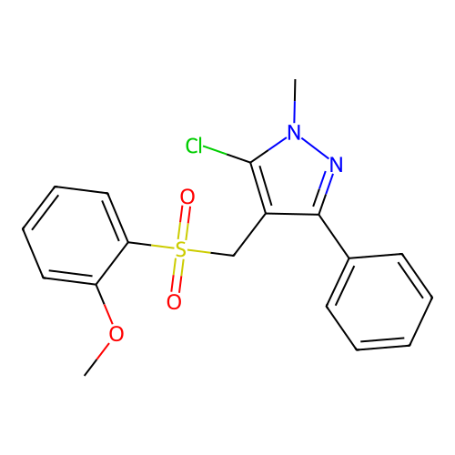 5-chloro-4-{[(2-methoxyphenyl)sulfonyl]methyl}-1-methyl-3-phenyl-1H-pyrazole structure