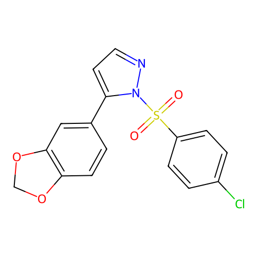 5-(1,3-benzodioxol-5-yl)-1-[(4-chlorophenyl)sulfonyl]-1H-pyrazole structure