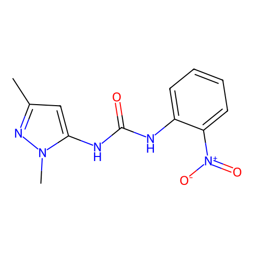 N-(1,3-dimethyl-1H-pyrazol-5-yl)-N'-(2-nitrophenyl)urea structure
