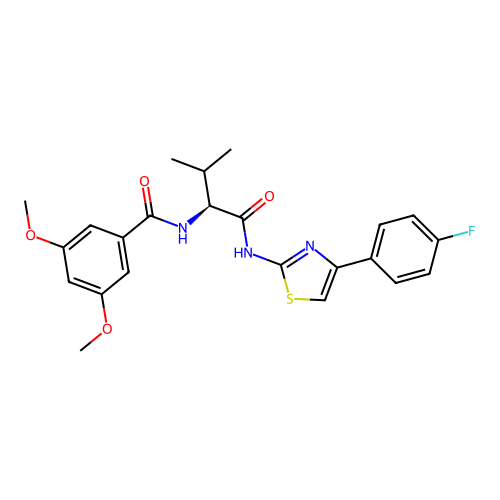 N-[(1S)-1-[[[4-(4-Fluorophenyl)-2-thiazolyl]amino]carbonyl]-2-methylpropyl]-3,5-dimethoxybenzamide structure