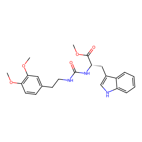 methyl N-{[2-(3,4-dimethoxyphenyl)ethyl]carbamoyl}-L-tryptophanate structure