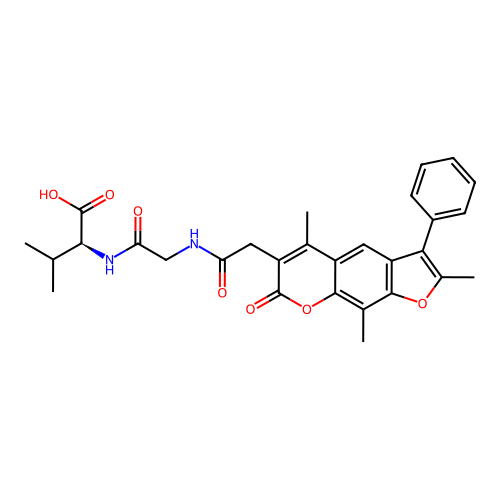 (S)-3-methyl-2-(2-(2-(2,5,9-trimethyl-7-oxo-3-phenyl-7H-furo[3,2-g]chromen-6-yl)acetamido)acetamido)butanoic acid structure