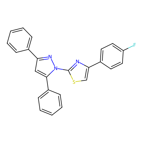 2-(3,5-diphenyl-1H-pyrazol-1-yl)-4-(4-fluorophenyl)-1,3-thiazole structure