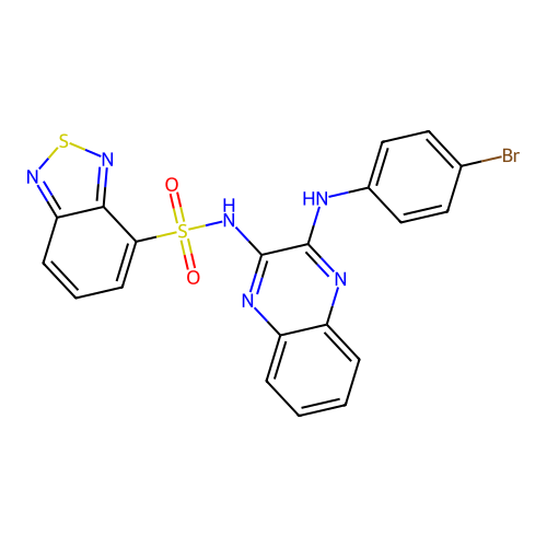 N-[3-(4-bromoanilino)quinoxalin-2-yl]-2,1,3-benzothiadiazole-4-sulfonamide structure