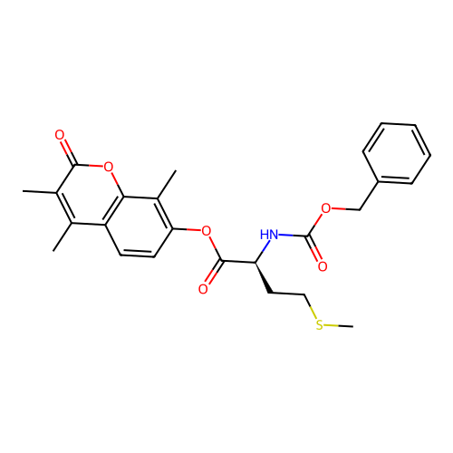 (S)-3,4,8-trimethyl-2-oxo-2H-chromen-7-yl 2-(((benzyloxy)carbonyl)amino)-4-(methylthio)butanoate structure