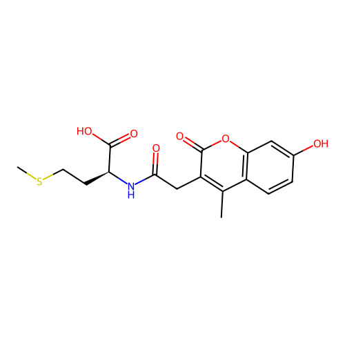 (S)-2-(2-(7-hydroxy-4-methyl-2-oxo-2H-chromen-3-yl)acetamido)-4-(methylthio)butanoic acid structure