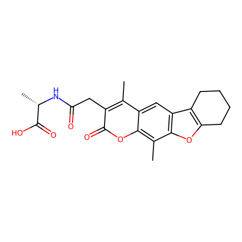 (S)-2-(2-(4,11-dimethyl-2-oxo-6,7,8,9-tetrahydro-2H-benzofuro[3,2-g]chromen-3-yl)acetamido)propanoic acid structure