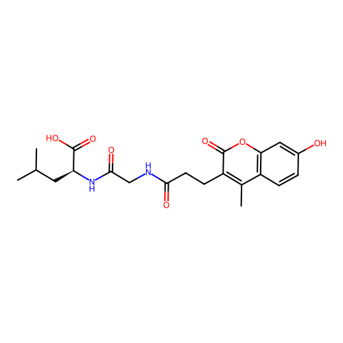(S)-2-(2-(3-(7-hydroxy-4-methyl-2-oxo-2H-chromen-3-yl)propanamido)acetamido)-4-methylpentanoic acid structure