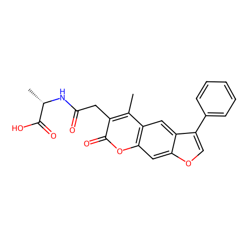 (S)-2-(2-(5-methyl-7-oxo-3-phenyl-7H-furo[3,2-g]chromen-6-yl)acetamido)propanoic acid structure