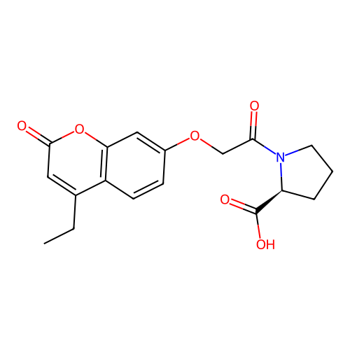 1-{[(4-ethyl-2-oxo-2H-chromen-7-yl)oxy]acetyl}-L-proline structure