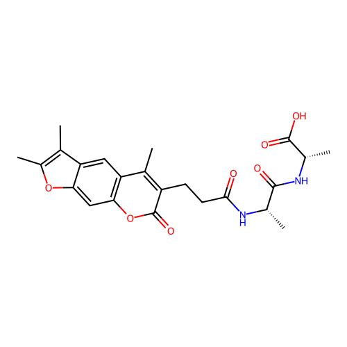 (S)-2-((S)-2-(3-(2,3,5-trimethyl-7-oxo-7H-furo[3,2-g]chromen-6-yl)propanamido)propanamido)propanoic acid structure