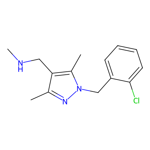 ({1-[(2-chlorophenyl)methyl]-3,5-dimethyl-1H-pyrazol-4-yl}methyl)(methyl)amine structure