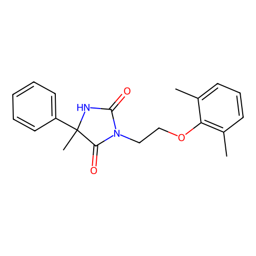3-[2-(2,6-Dimethylphenoxy)ethyl]-5-methyl-5-phenylimidazolidine-2,4-dione structure