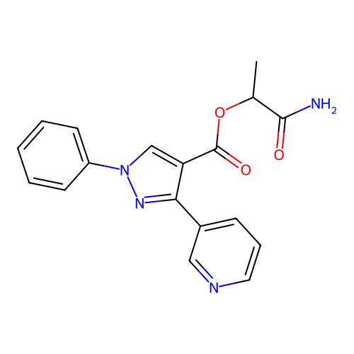 (1-Amino-1-oxopropan-2-yl) 1-phenyl-3-pyridin-3-ylpyrazole-4-carboxylate structure