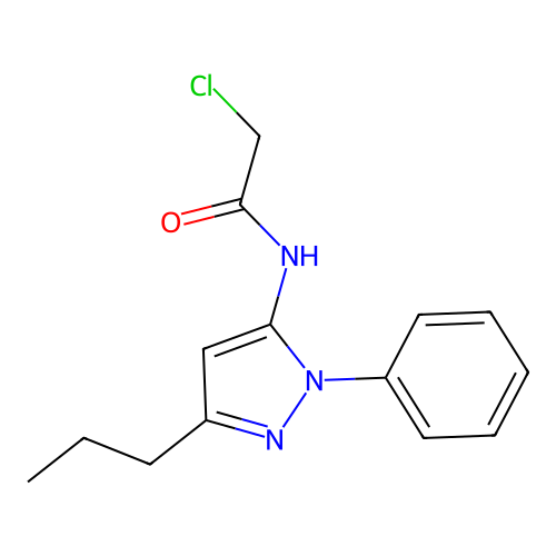 2-chloro-N-(1-phenyl-3-propyl-1H-pyrazol-5-yl)acetamide structure