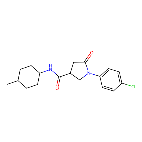 1-(4-chlorophenyl)-N-(4-methylcyclohexyl)-5-oxopyrrolidine-3-carboxamide structure