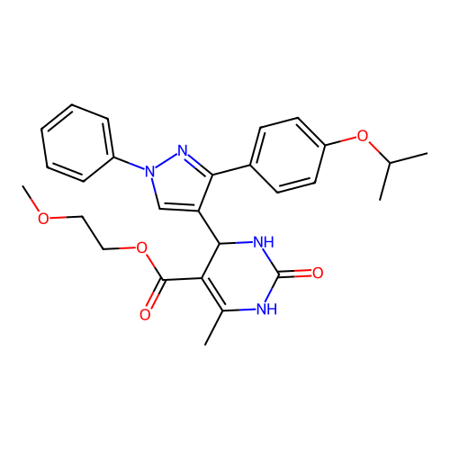 2-methoxyethyl 6-methyl-2-oxo-4-{1-phenyl-3-[4-(propan-2-yloxy)phenyl]-1H-pyrazol-4-yl}-1,2,3,4-tetrahydropyrimidine-5-carboxylate structure
