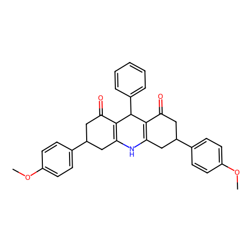 3,6-Bis(4-methoxyphenyl)-9-phenyl-2,3,4,5,6,7,9,10-octahydroacridine-1,8-dione structure