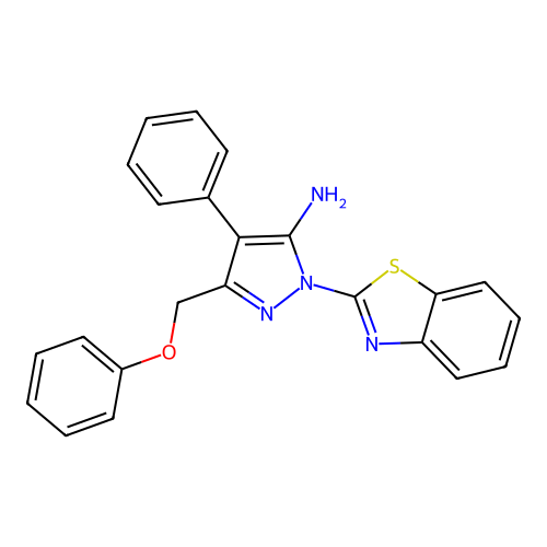 1-(1,3-benzothiazol-2-yl)-3-(phenoxymethyl)-4-phenyl-1H-pyrazol-5-amine structure
