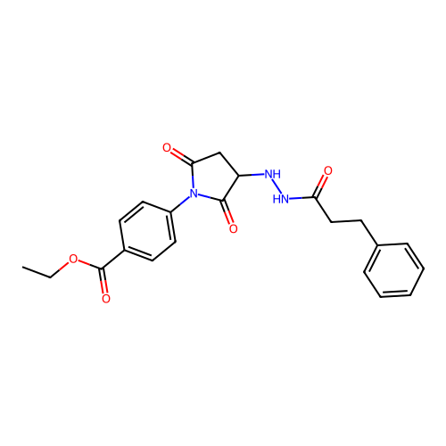 Ethyl 4-{2,5-dioxo-3-[2-(3-phenylpropanoyl)hydrazinyl]pyrrolidin-1-yl}benzoate structure