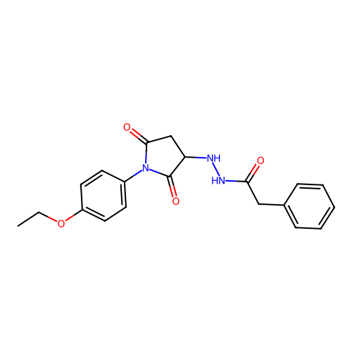 N'-[1-(4-ethoxyphenyl)-2,5-dioxopyrrolidin-3-yl]-2-phenylacetohydrazide structure