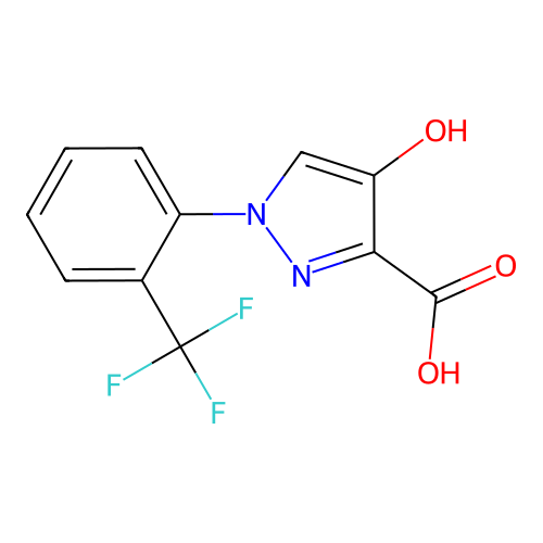 4-hydroxy-1-[2-(trifluoromethyl)phenyl]-1H-pyrazole-3-carboxylic acid structure