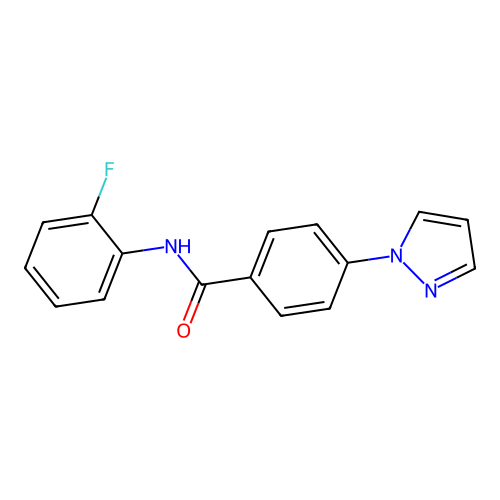 N-(2-fluorophenyl)-4-pyrazol-1-ylbenzamide structure
