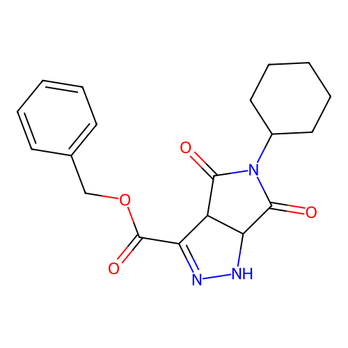 benzyl 5-cyclohexyl-4,6-dioxo-1,3a,4,5,6,6a-hexahydropyrrolo[3,4-c]pyrazole-3-carboxylate structure