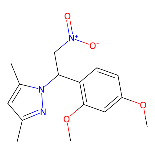 1-(1-(2,4-dimethoxyphenyl)-2-nitroethyl)-3,5-dimethyl-1H-pyrazole structure