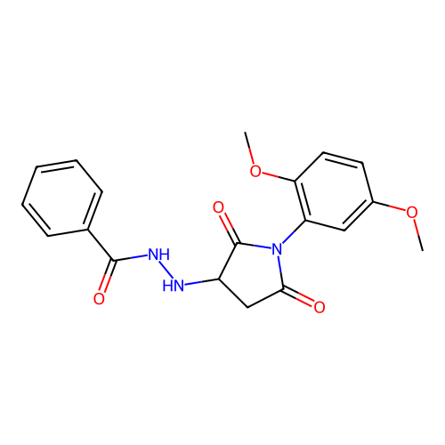 N'-[1-(2,5-dimethoxyphenyl)-2,5-dioxopyrrolidin-3-yl]benzohydrazide structure