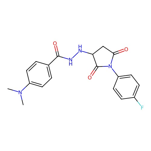 4-(dimethylamino)-N'-[1-(4-fluorophenyl)-2,5-dioxopyrrolidin-3-yl]benzohydrazide structure