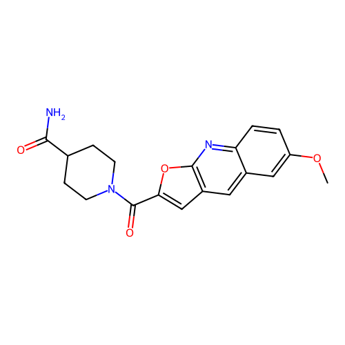 1-(6-Methoxyfuro[2,3-b]quinoline-2-carbonyl)piperidine-4-carboxamide structure