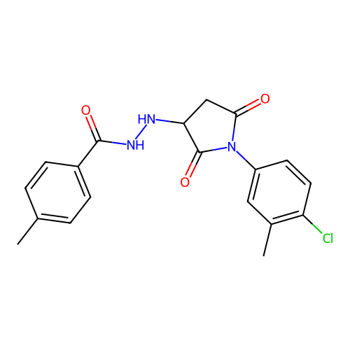 N'-[1-(4-chloro-3-methylphenyl)-2,5-dioxopyrrolidin-3-yl]-4-methylbenzohydrazide structure