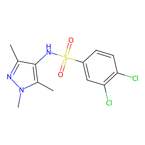 3,4-dichloro-N-(1,3,5-trimethyl-1H-pyrazol-4-yl)benzene-1-sulfonamide structure
