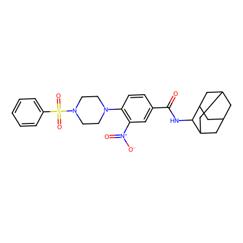 3-nitro-4-[4-(phenylsulfonyl)piperazin-1-yl]-N-(tricyclo[3.3.1.1~3,7~]dec-2-yl)benzamide structure