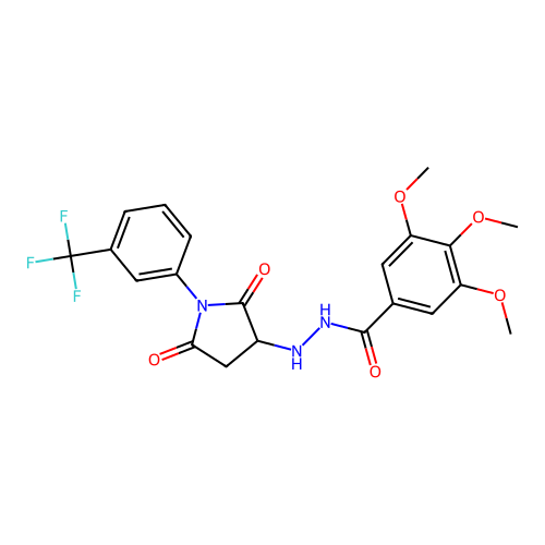 N'-{2,5-dioxo-1-[3-(trifluoromethyl)phenyl]pyrrolidin-3-yl}-3,4,5-trimethoxybenzohydrazide structure
