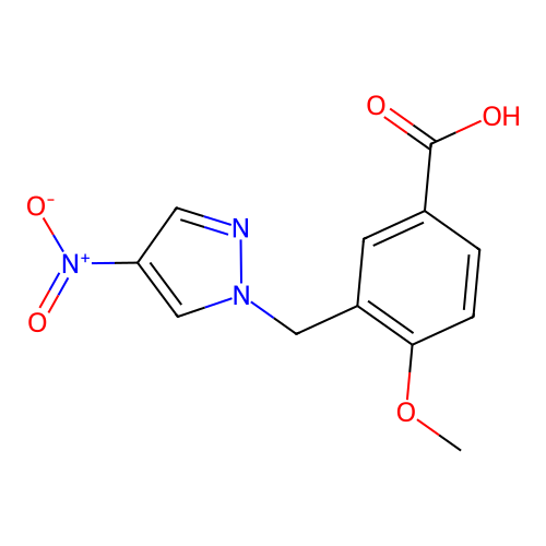 4-methoxy-3-[(4-nitro-1H-pyrazol-1-yl)methyl]benzoic acid structure